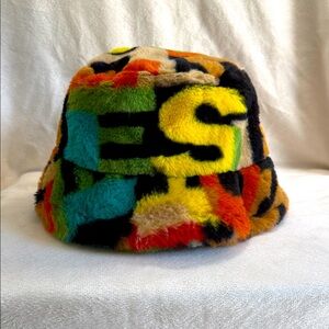 Vibrant Fuzzy Bucket Hat with Bold Letters